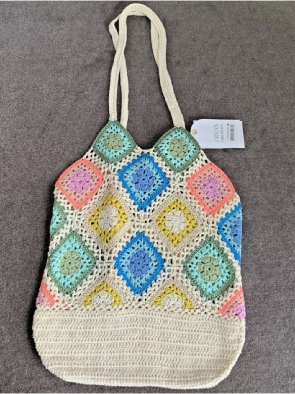 Urban Originals Women's Sunflower Tote Large Shoulder Bag Knit Multicolor/Beige